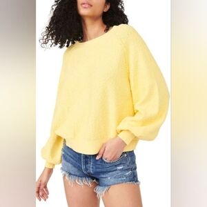 Free People Found My Friend Bouclé Pullover In Sunshine